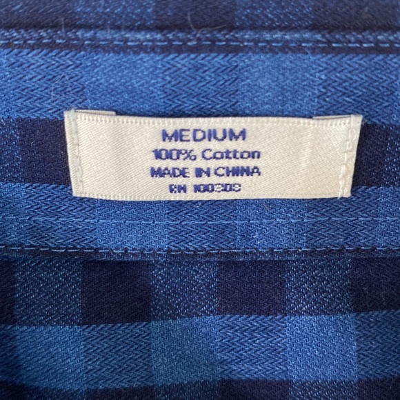 Peter Millar Mens' M Blue Plaid Button‎ Down 100% Cotton Shirt Long Sleeves - Picture 6 of 8
